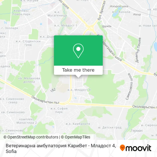 Карта Ветеринарна амбулатория КариВет - Младост 4