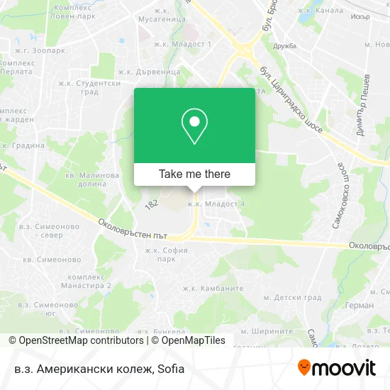 Карта в.з. Американски колеж
