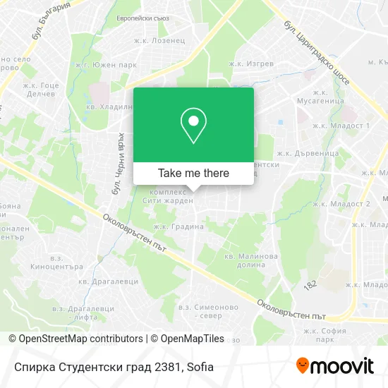 Карта Спирка Студентски град 2381
