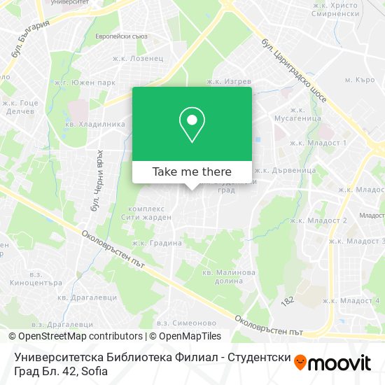 Университетска Библиотека Филиал - Студентски Град Бл. 42 map