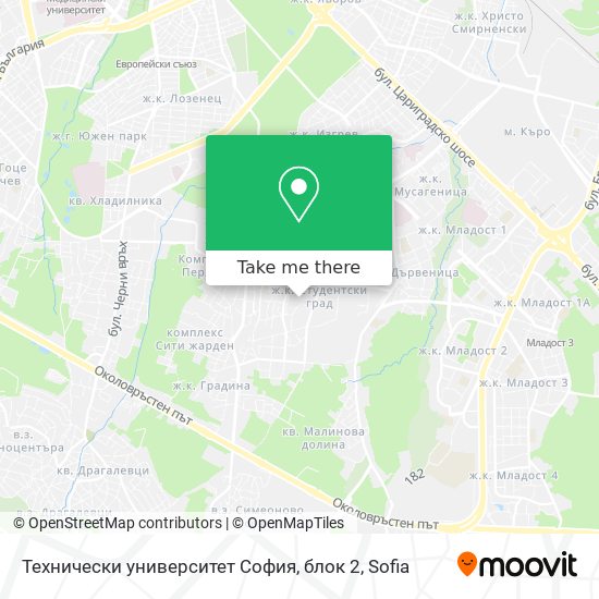 Технически университет София, блок 2 map