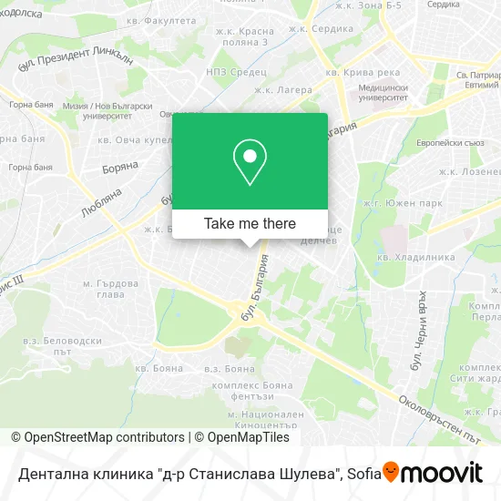 Карта Дентална клиника "д-р Станислава Шулева"