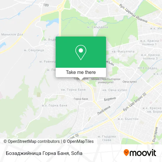 Карта Бозаджийница Горна Баня