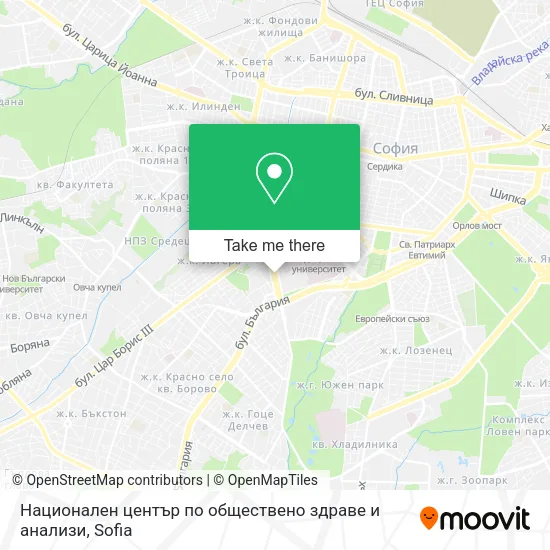 Карта Национален център по обществено здраве и анализи