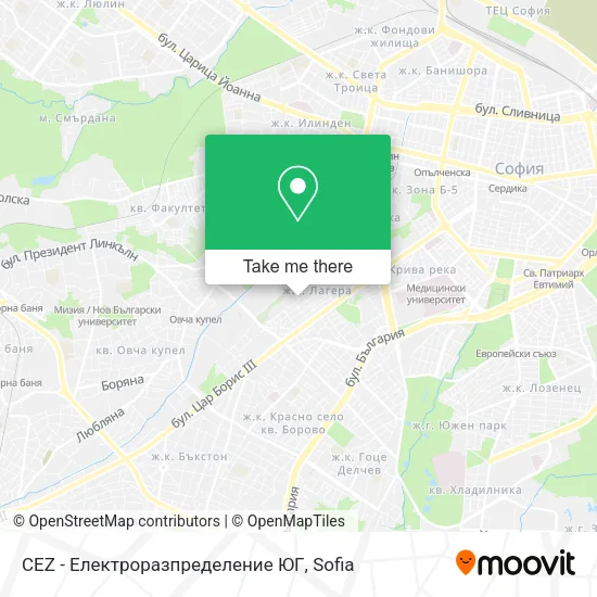 Карта CEZ - Електроразпределение ЮГ
