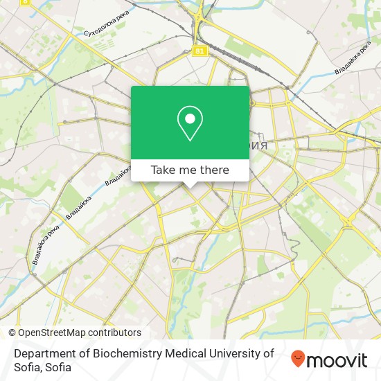 Department of Biochemistry Medical University of Sofia map