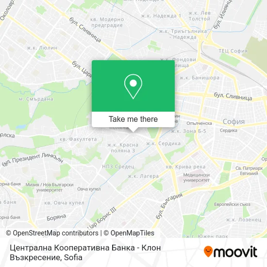 Карта Централна Кооперативна Банка - Клон Възкресение