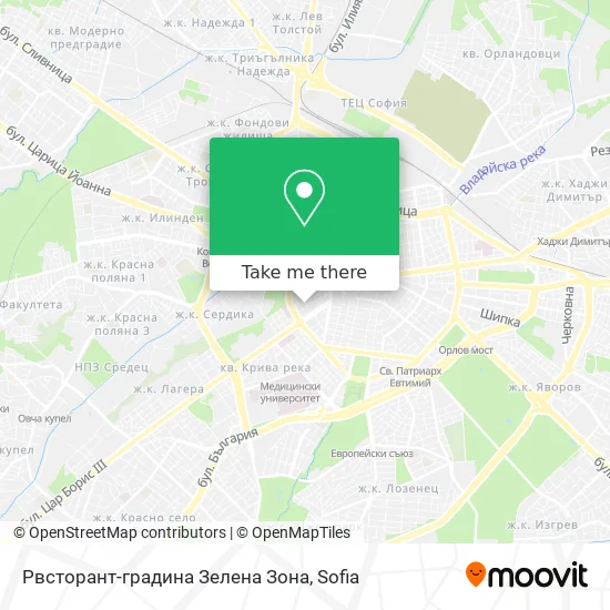 Карта Рвсторант-градина Зелена Зона