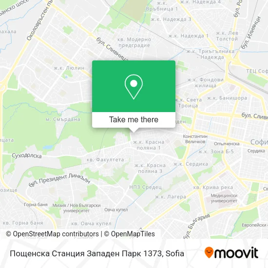 Карта Пощенска Станция Западен Парк 1373