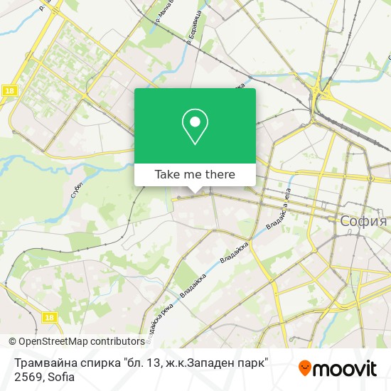 Карта Трамвайна спирка  "бл. 13, ж.к.Западен парк" 2569