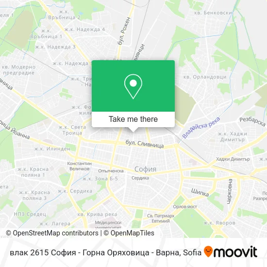 Карта влак 2615 София - Горна Оряховица - Варна
