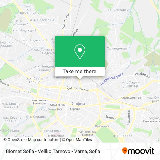 Карта Biomet Sofia - Veliko Tarnovo - Varna