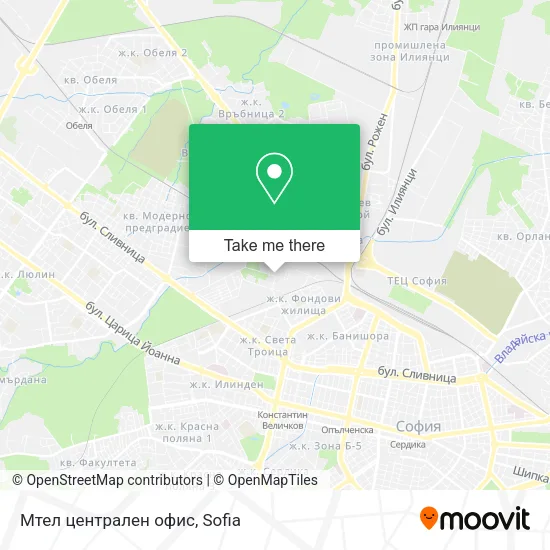 Карта Мтел централен офис