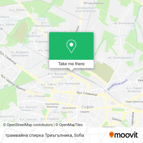 Карта трамвайна спирка Триъгълника