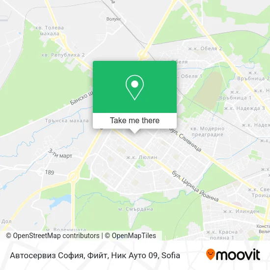 Карта Автосервиз София, Фийт, Ник Ауто 09