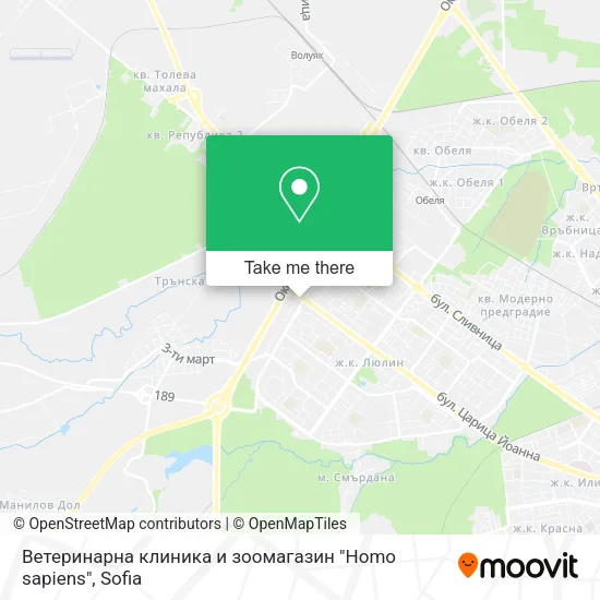 Карта Ветеринарна клиника и зоомагазин "Homo sapiens"