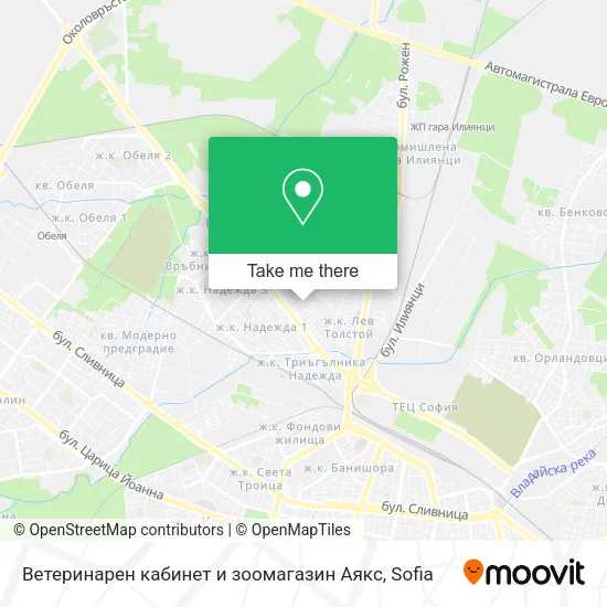 Карта Ветеринарен кабинет и зоомагазин Аякс