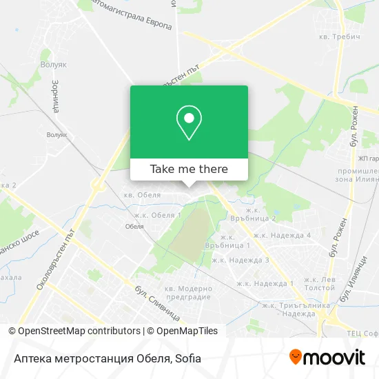 Карта Аптека метростанция Обеля