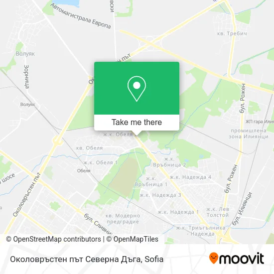 Карта Околовръстен път Северна Дъга