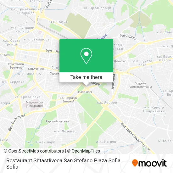 Карта Restaurant Shtastliveca San Stefano Plaza Sofia