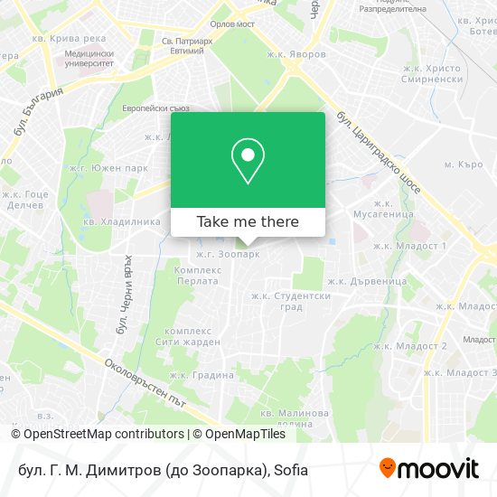 Карта бул. Г. М. Димитров (до Зоопарка)