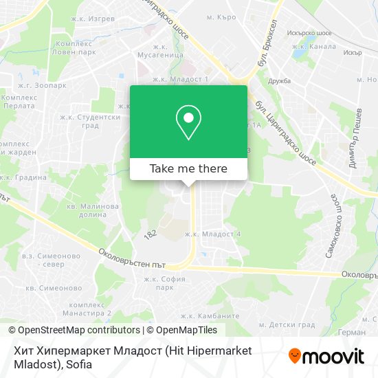 Карта Хит Хипермаркет Младост (Hit Hipermarket Mladost)
