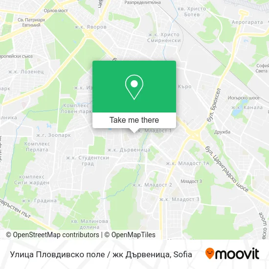 Карта Улица Пловдивско поле / жк Дървеница