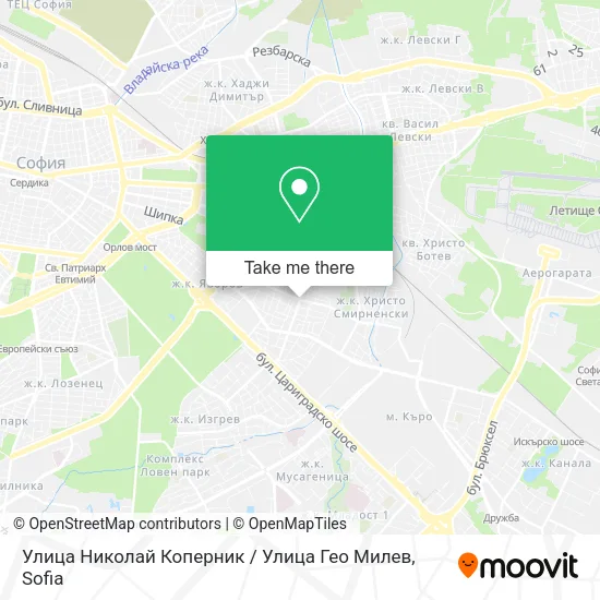 Карта Улица Николай Коперник / Улица Гео Милев