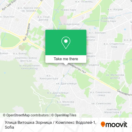 Карта Улица Витошка Зорница / Комплекс Водолей-1