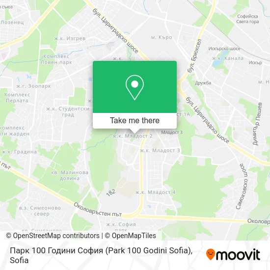 Карта Парк 100 Години София (Park 100 Godini Sofia)