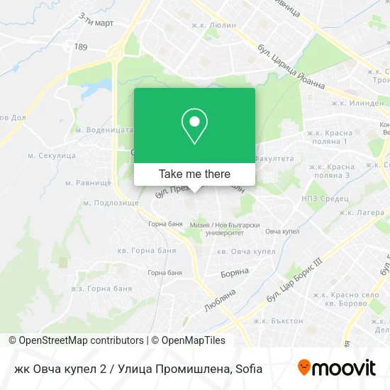 Карта жк Овча купел 2 / Улица Промишлена