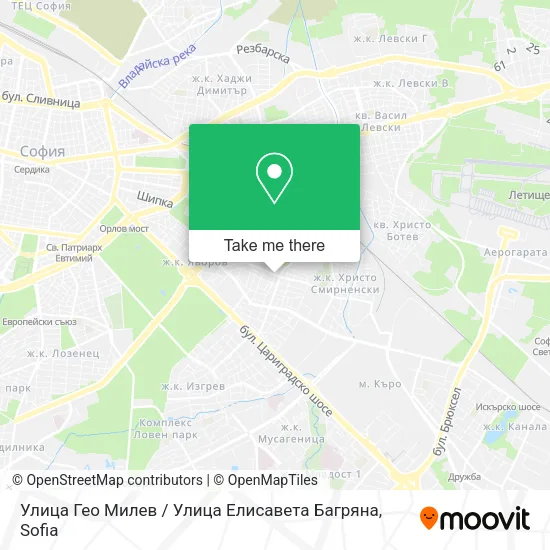 Карта Улица Гео Милев / Улица Елисавета Багряна