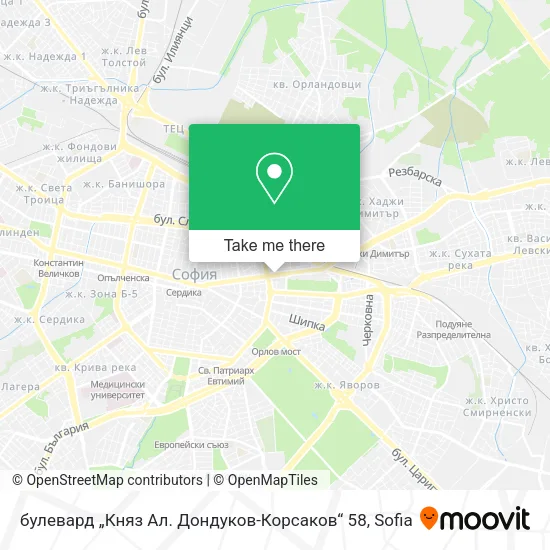 Карта булевард „Княз Ал. Дондуков-Корсаков“ 58