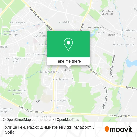 Карта Улица Ген. Радко Димитриев / жк Младост 3