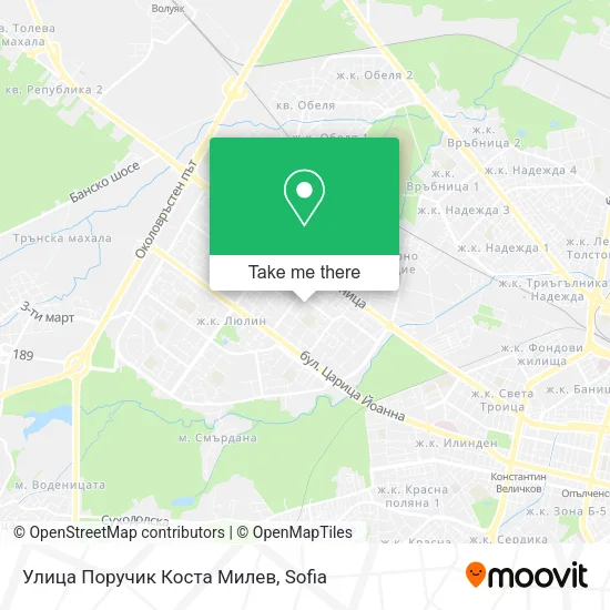 Карта Улица Поручик Коста Милев