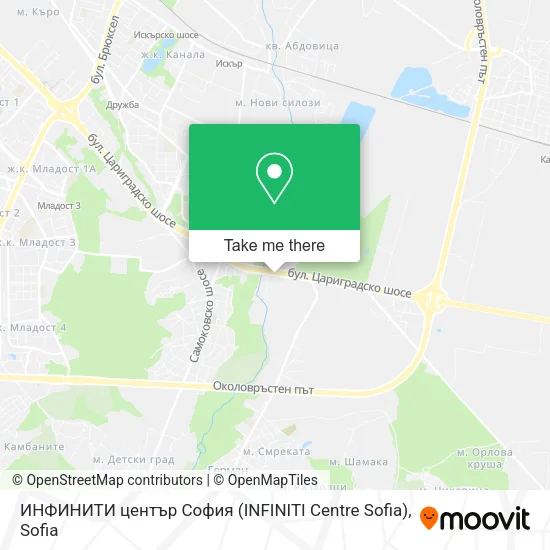 Карта ИНФИНИТИ център София (INFINITI Centre Sofia)