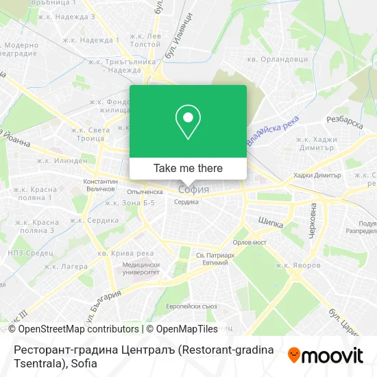 Карта Ресторант-градина Централъ (Restorant-gradina Tsentrala)