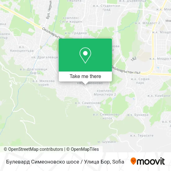 Карта Булевард Симеоновско шосе / Улица Бор