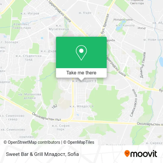 Карта Sweet Bar & Grill Младост