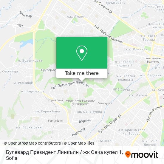 Булевард Президент Линкълн / жк Овча купел 1 map