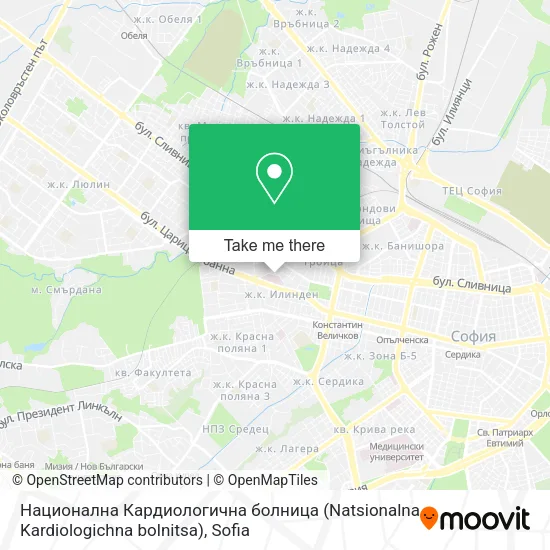 Карта Национална Кардиологична болница (Natsionalna Kardiologichna bolnitsa)