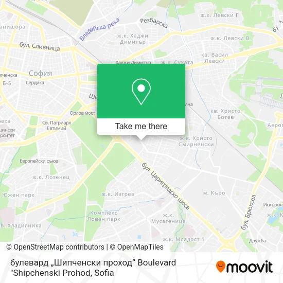 Карта булевард „Шипченски проход“ Boulevard "Shipchenski Prohod