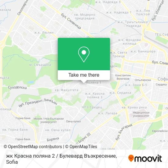 Карта жк Красна поляна 2 / Булевард Възкресение