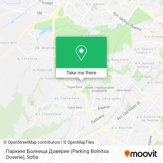 Карта Паркинг Болница Доверие (Parking Bolnitsa Doverie)