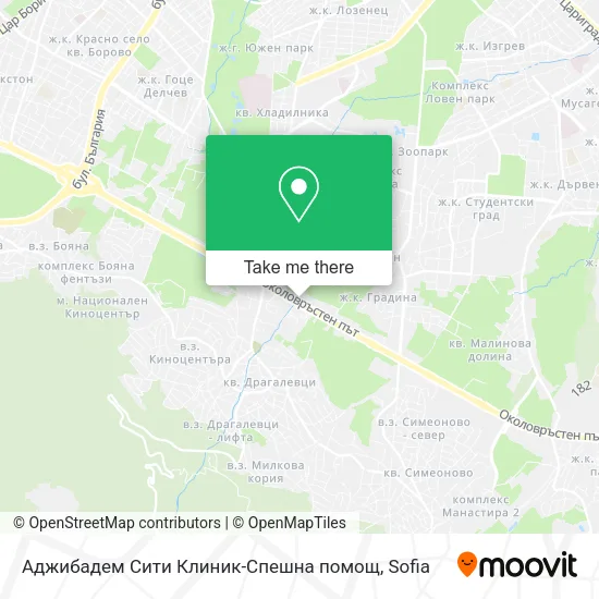 Карта Аджибадем Сити Клиник-Спешна помощ