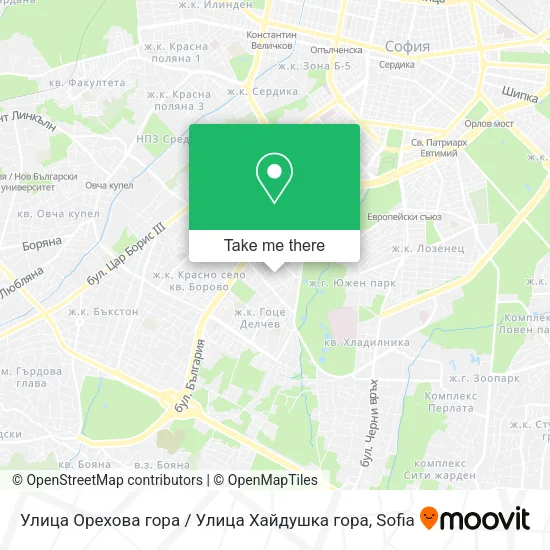 Карта Улица Орехова гора / Улица Хайдушка гора