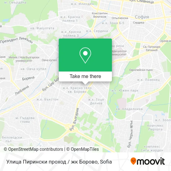 Карта Улица Пирински проход / жк Борово