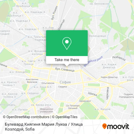 Карта Булевард Княгиня Мария Луиза / Улица Козлодуй