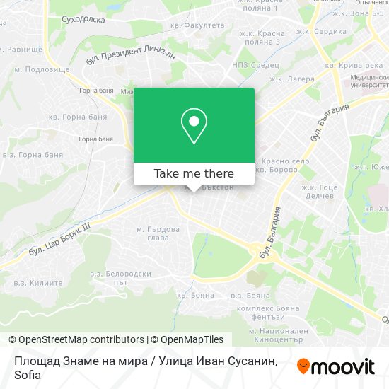 Карта Площад Знаме на мира / Улица Иван Сусанин