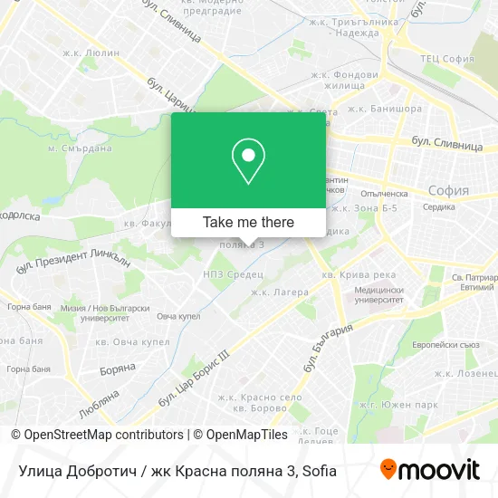 Карта Улица Добротич / жк Красна поляна 3